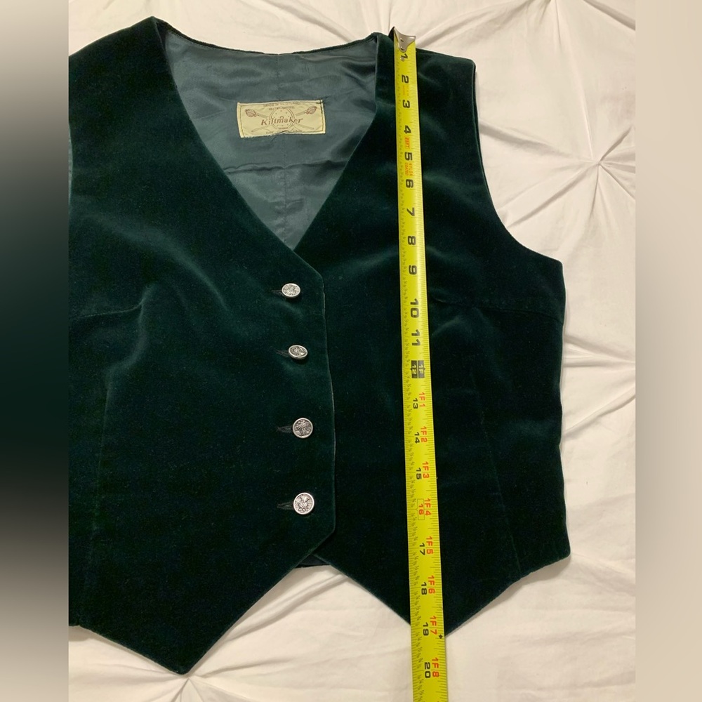Kiltmaker Dark Green Velvet Vest/waistcoat made in Scotland Hector Russell label - Picture 7 of 11